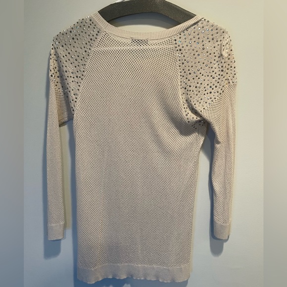 {Express} Offwhite sheer bling Sweater - M - Picture 4 of 4